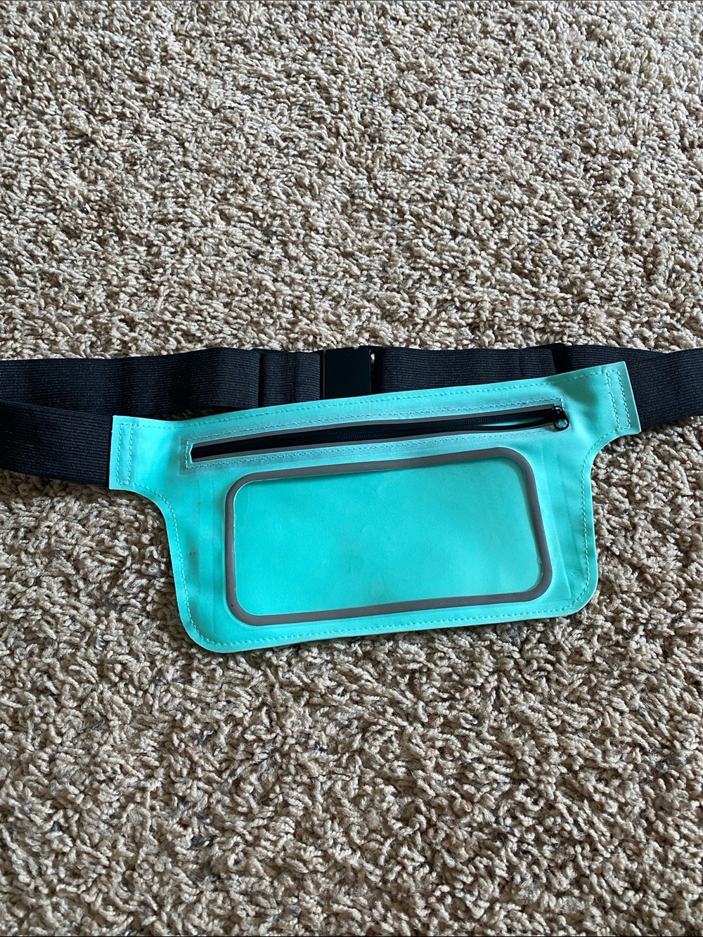 Aqua Crossbody Phone Belt Bag with Clear Touch Window